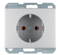 Berker K.5 Металл алюминий Розетка 1-ая с/з безвинтовые клеммы