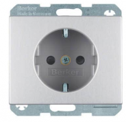 Berker K.5 Металл алюминий Розетка 1-ая с/з со шторками безвинтовые клеммы