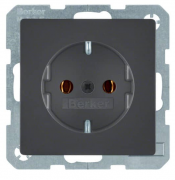 Berker Q.1, Q.3 Антрацит бархат Розетка 1-ая с/з безвинтовые клеммы