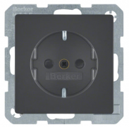 Berker Q.1, Q.3 Антрацит бархат Розетка 1-ая с/з со шторками безвинтовые клеммы