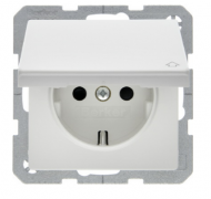 Berker Q.1, Q.3 Белый бархат Розетка 1-ая с/з со шторками с крышкой безвинтовые клеммы