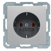 Berker Q.1, Q.3 Алюминий бархат Розетка 1-ая с/з безвинтовые клеммы