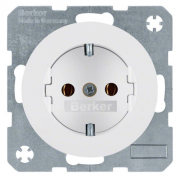 Berker R.1, R.3, R.8 Белый Глянцевый Розетка 1-ая с/з безвинтовые клеммы