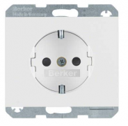 Berker K.1 Белый глянцевый Розетка 1-ая с/з со шторками безвинтовые клеммы
