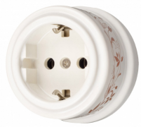 Bironi Лизетта Декор Керамика Белый Розетка с/з без шторок (декор D6/2)