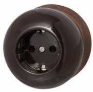 Bironi Фаберже Керамика Шоколадная ночь Розетка с/з без шторок, винтовые клемм (в комплекте с одноместной круглой рамкой)