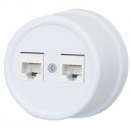 Bironi Лизетта Пластик Белый Розетка Компьютерная 2-ая RJ45 Cat.5e (UTP)