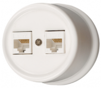 Bironi Лизетта Керамика Белый Розетка Компьютерная 2-ая RJ45 Cat.5e (UTP)