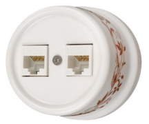 Bironi Лизетта Декор Керамика Белый Розетка Компьютерная 2-ая RJ45 Cat.5e (UTP) (декор D6/2)