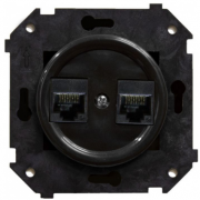 Bironi Шедель Черный Розетка Компьютерная 2-ая RJ45 Cat.5e (UTP) (скрытый монтаж)