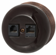 Bironi Фаберже Керамика Шоколадная ночь Розетка Компьютерная 2-ая RJ45 Cat.5e (UTP) (в комплекте с одноместной круглой рамкой)