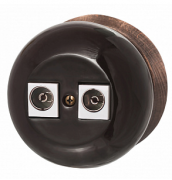 Bironi Фаберже Керамика Шоколадная ночь Розетка TV-FM-SAT (телевизионная-TV, радио-FM, спутниковая-SAT) оконечная (в комплекте с одноместной круглой рамкой)