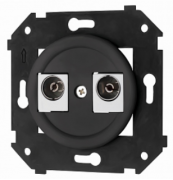 Bironi Шедель Бриз Черный матовый Розетка TV-FM-SAT (телевизионная-TV, радио-FM, спутниковая-SAT) оконечная (скрытый монтаж)