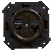 Bironi Шедель Коричневый Розетка Компьютерная 2-ая RJ45 Cat.5e (UTP) (скрытый монтаж)