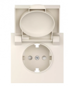 Donel S08 Матовый Кремовый Накладка Розетки с/з со шторками с крышкой IP44