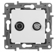 Legrand Etika Белый Розетка TV-SAT единственная (подключение 2 независимых входа для кабеля)
