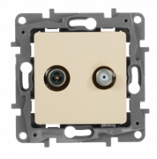 Legrand Etika Слоновая кость Розетка TV-SAT единственная (подключение 2 независимых входа для кабеля)