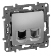 Legrand Etika Алюминий Розетка 2-ая Телефон + Компьютер (RJ11 + RJ45)