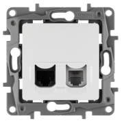 Legrand Etika Белый Розетка 2-ая Телефон + Компьютер (RJ11 + RJ45)