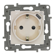 Legrand Etika Слоновая кость с/з + USB type-C, 7,5Вт (USB type-C 5V, 1,5A)