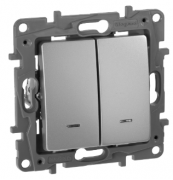 Legrand Etika Алюминий Выключатель 2-кл с подсветкой
