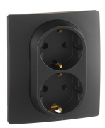 Legrand Etika Антрацит Розетка двойная с/з в сборе , винтовые клеммы