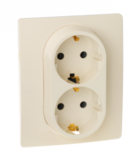 Legrand Etika Слоновая кость Розетка двойная с/з в сборе , винтовые клеммы