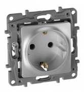 Legrand Etika Алюминий Розетка с/з, винтовые клеммы