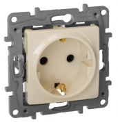 Legrand Etika Слоновая кость Розетка с/з со шторками, винтовые клеммы