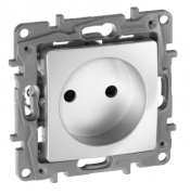 Legrand Etika Алюминий Розетка б/з со шторками, винтовые клеммы
