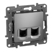 Legrand Etika Алюминий Розетка Компьютерная 2-ая RJ45 Cat.5e (UTP)