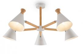 Freya Rise Дерево/Белый Люстра на штанге E14х5, FR5169PL-05W