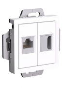 Atlas Design Белый Розетка HDMI + RJ45 кат. 5е UTP