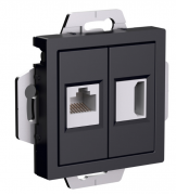 Atlas Design Карбон Розетка HDMI + RJ45 кат. 5е UTP