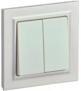 IEK Brite Base Жемчуг Выключатель 2-клавишный в сборе