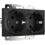 Розетка
Hammer,  с крышкой,  с заземлением,  двойная,  винтовые клеммы,   цвет - черный
