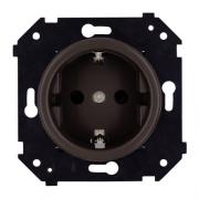 Bironi Шедель Бриз Коричневый матовый Розетка с/з без шторок, винтовые клеммы (скрытый монтаж)