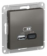 Atlas Design Сталь Розетка USB A+С, 5В/2,4А, 2х5В/1,2А