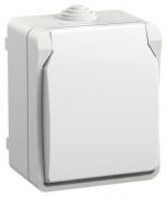 IEK ФОРС Белый Розетка 1-ая с/з с крышкой со шторками открытой установки IP54