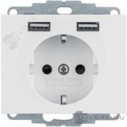 Розетка USB A+A, 2.4А с электрической розеткой
K.1,  USB type-A 5V,  Электр. с USB,  двойная,   цвет - белый глянцевый