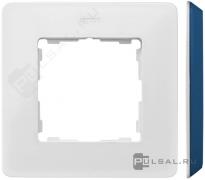 РамкаSimon 82 Detail, 1 пост, цвет - белый, индиго, пластмасса