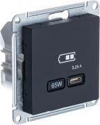 Atlas Design Карбон Розетка USB тип-C 65Вт с быстрой зарядкой