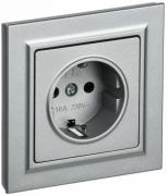 IEK Brite Алюминий Розетка с/з со шторками в сборе, винтовой зажим