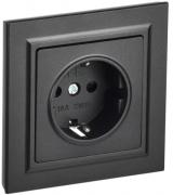 IEK Brite Черный Розетка с/з со шторками в сборе, винтовой зажим