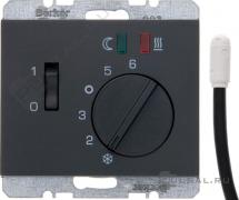 Терморегулятор 10А, НО-контакт, 230В
K.1,  поворотный,  датчик t° пола (внешний),  без таймера,   цвет - антрацит матовый