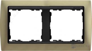 РамкаSimon 82, 2 поста, цвет - шампань матовая, графит, металл