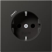 Jung LS 990 Антрацит Розетка с/з + USB тип C (USB type-C 5V)