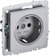 IEK Brite Base Алюминий Розетка с/з со шторками, винтовой зажим