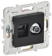 IEK Skandy Черный Розетка TV+RJ45 кат.6E