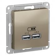 Atlas Design Шампань Розетка USB A+А, 5В/2,1 А, 2х5В/1,05 А